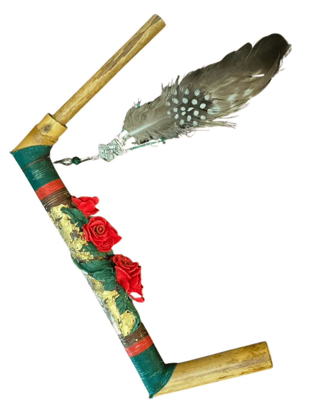 Handcrafted Kuripe ceremonial applicator pipe presented in a wooden keepsake box.