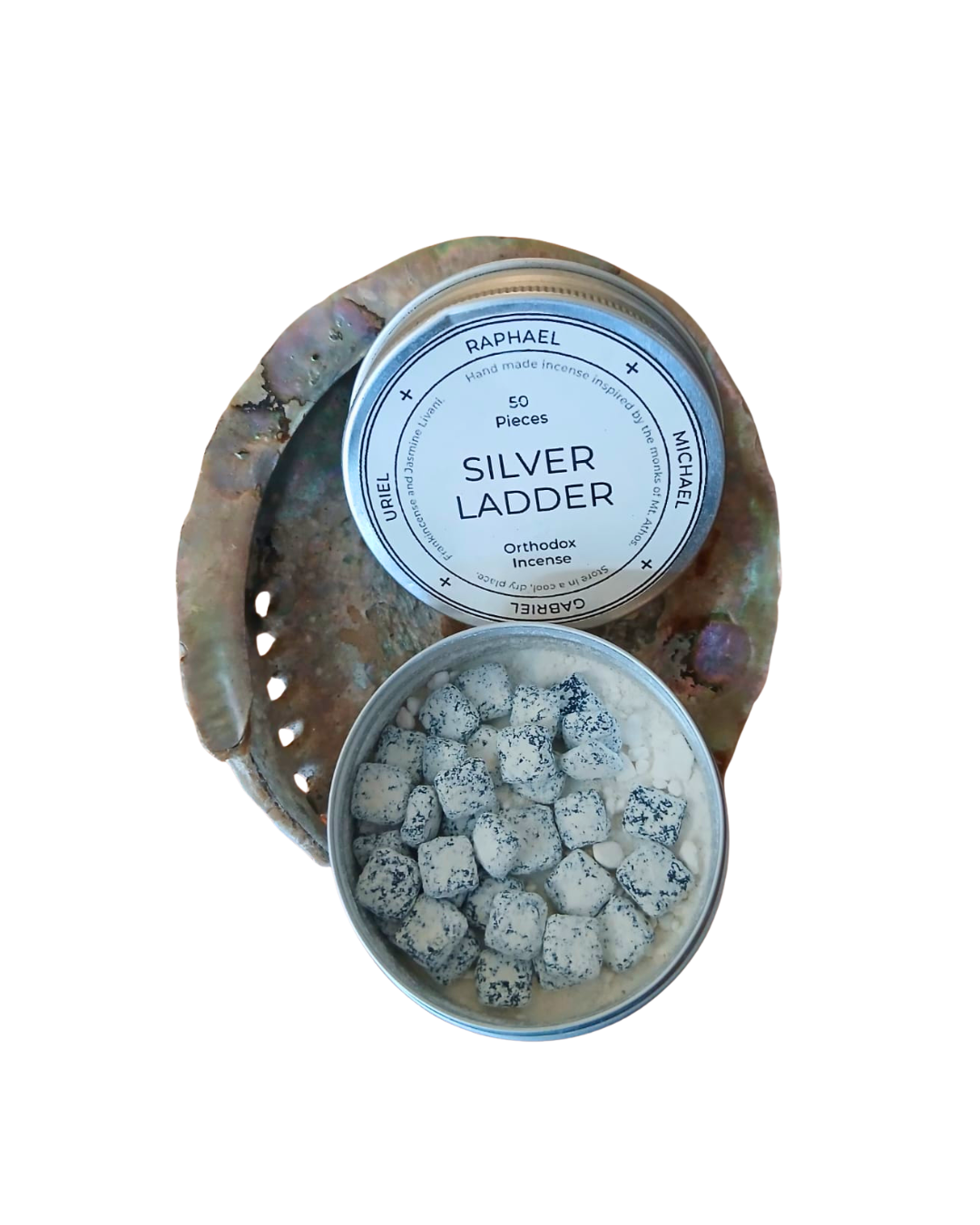 Silver ladder orthodox incense tin